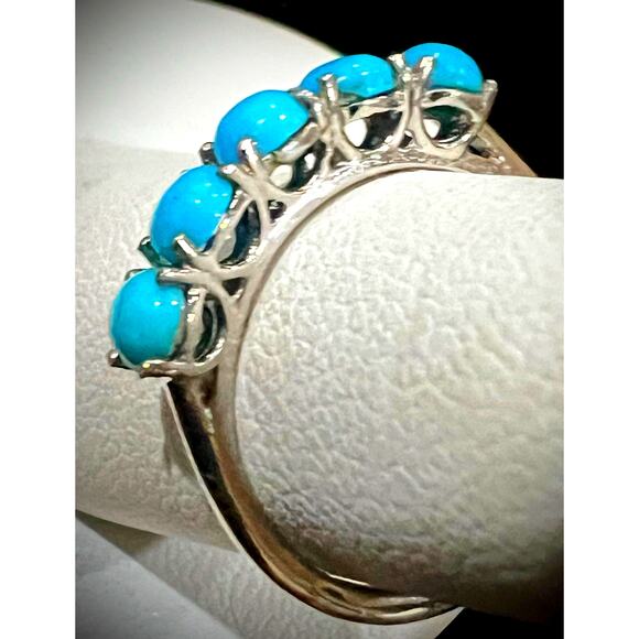 None and/or Unknown Jewelry - Sleeping Beauty Turquoise 5 Stone Band